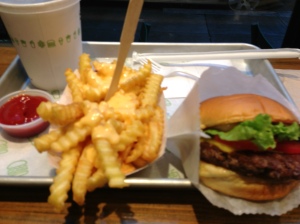 Shake Shack for dinner - yes those are cheese fries.