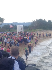 The scene on the beach as the race began.