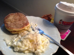 Started today with eggs, a corn English muffin and my ipad.